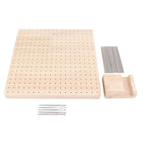 9.3in Rubber Wooden Crochet Blocking Board Crochet Accessories with 20pcs Steel Pins Stand for Knitting Crochet Projects - Rear View