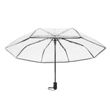 Clear Automatic Foldable Umbrella 8 Ribs 3 Folding Black Edging Transparent Auto Open Close Umbrella for Outdoor Travel Wedding - Side View