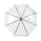 Clear Automatic Foldable Umbrella 8 Ribs 3 Folding Black Edging Transparent Auto Open Close Umbrella for Outdoor Travel Wedding - Top-Down View