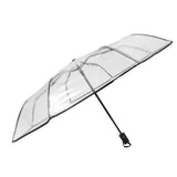 Clear Automatic Foldable Umbrella 8 Ribs 3 Folding Black Edging Transparent Auto Open Close Umbrella for Outdoor Travel Wedding