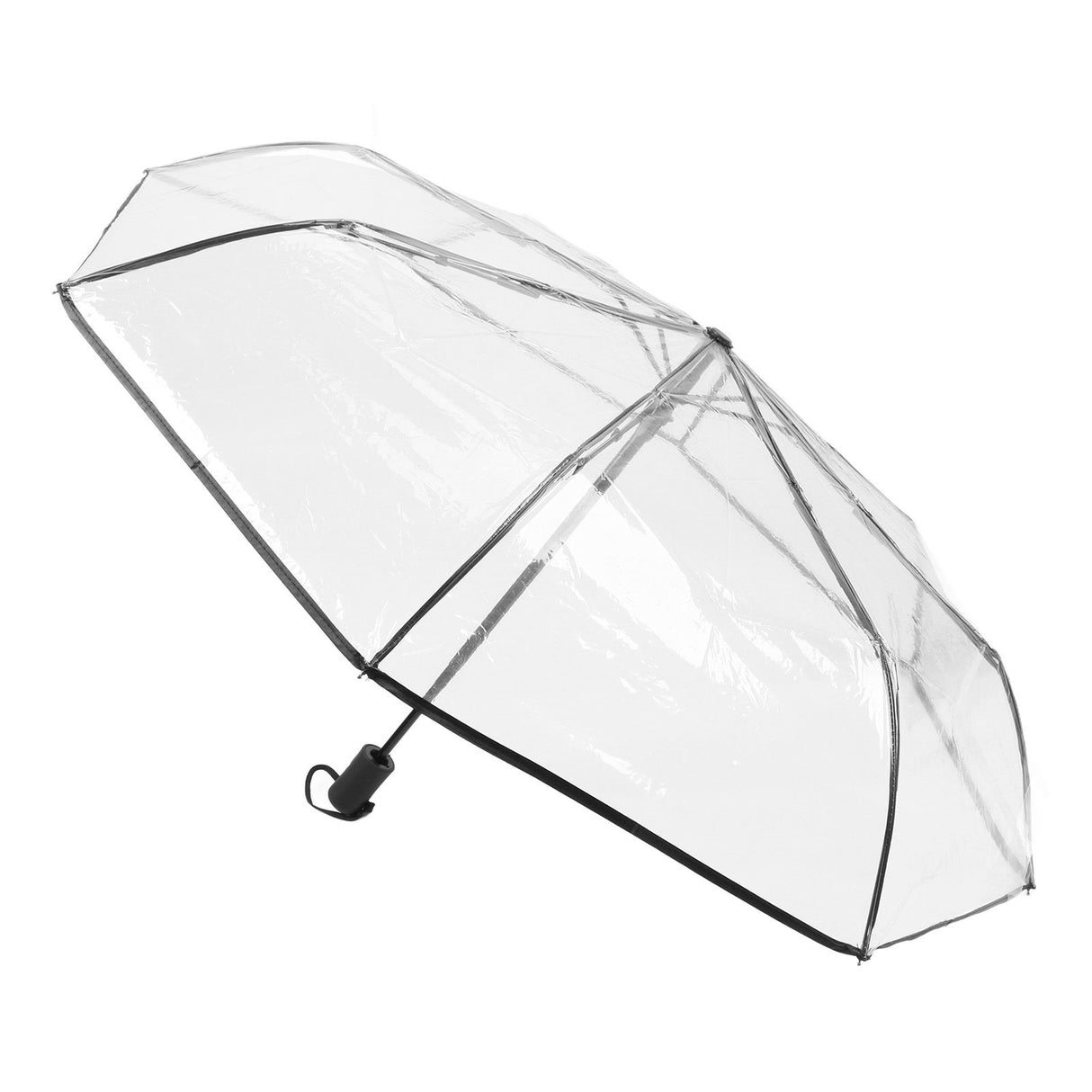Clear Automatic Foldable Umbrella 8 Ribs 3 Folding Black Edging Transparent Auto Open Close Umbrella for Outdoor Travel Wedding