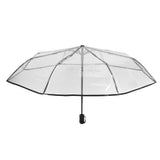 Clear Automatic Foldable Umbrella 8 Ribs 3 Folding Black Edging Transparent Auto Open Close Umbrella for Outdoor Travel Wedding - Close-Up Angle