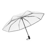 Clear Automatic Foldable Umbrella 8 Ribs 3 Folding Black Edging Transparent Auto Open Close Umbrella for Outdoor Travel Wedding - Low Angle