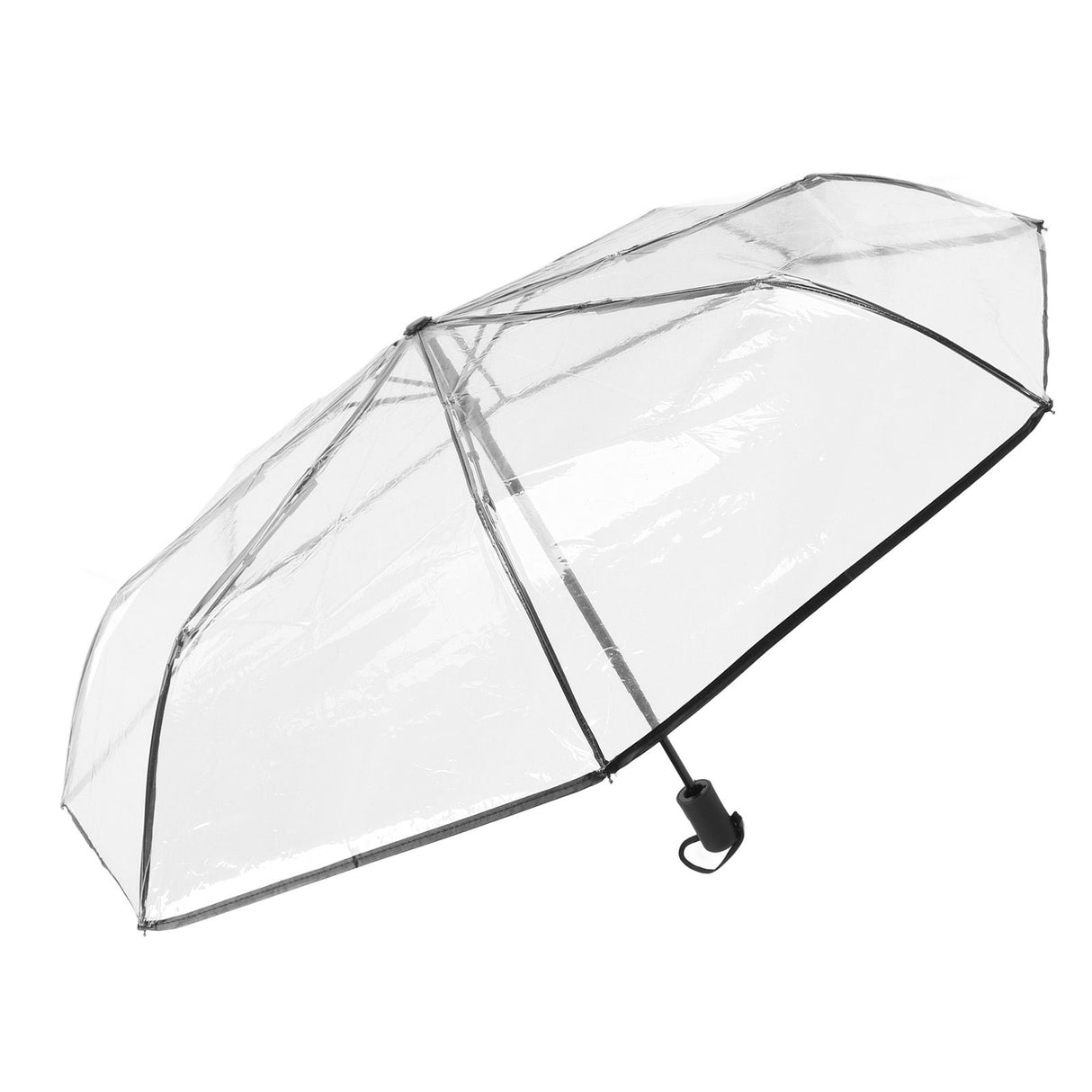 Clear Automatic Foldable Umbrella 8 Ribs 3 Folding Black Edging Transparent Auto Open Close Umbrella for Outdoor Travel Wedding