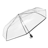 Clear Automatic Foldable Umbrella 8 Ribs 3 Folding Black Edging Transparent Auto Open Close Umbrella for Outdoor Travel Wedding - Extra Image
