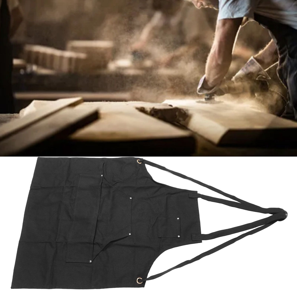 Work Apron Multifunctional Adjustable Canvas Work Apron with Pockets for Carpenter Electrician Chef Hairdresser