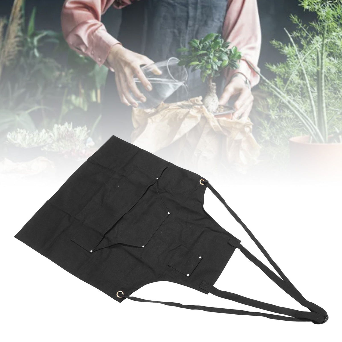 Work Apron Multifunctional Adjustable Canvas Work Apron with Pockets for Carpenter Electrician Chef Hairdresser