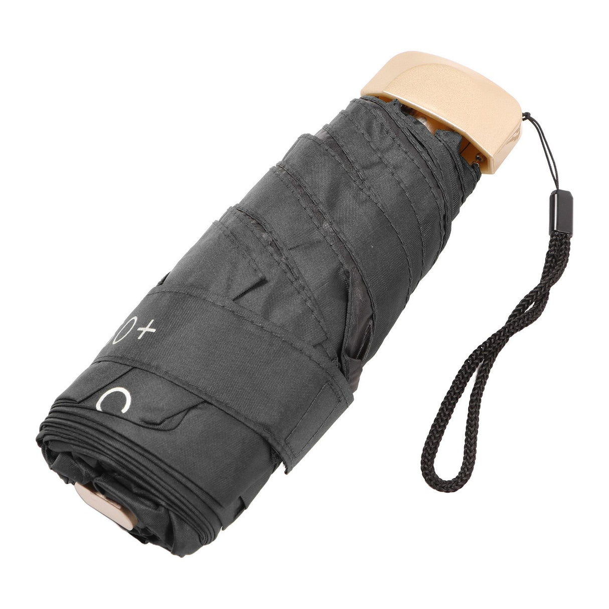 6 Ribs Umbrella Sun Protection UPF50 Impact Cloth Portable Folding Umbrella for Sunny Rainy Black
