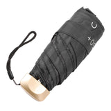 6 Ribs Umbrella Sun Protection UPF50 Impact Cloth Portable Folding Umbrella for Sunny Rainy Black