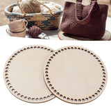 2 Pcs Wooden Crochet Bag Bottom Rounded Crochet Basket Wood Base for DIY Basket Bags