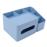 Tissue Box Organizer with Lid Plastic Exquisite Smooth Surface Tissue Desk Organizer for Home Office Blue - Top-Down View