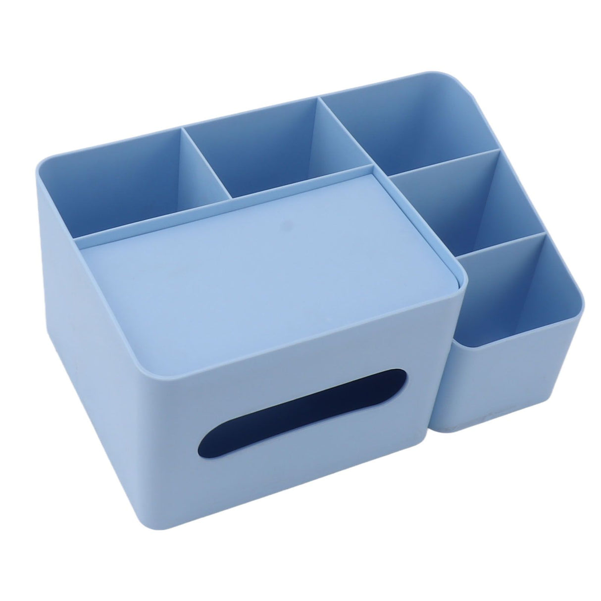 Tissue Box Organizer with Lid Plastic Exquisite Smooth Surface Tissue Desk Organizer for Home Office Blue