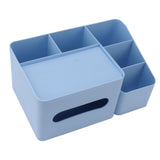 Tissue Box Organizer with Lid Plastic Exquisite Smooth Surface Tissue Desk Organizer for Home Office Blue - 45-Degree Angle