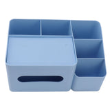 Tissue Box Organizer with Lid Plastic Exquisite Smooth Surface Tissue Desk Organizer for Home Office Blue - Rear View