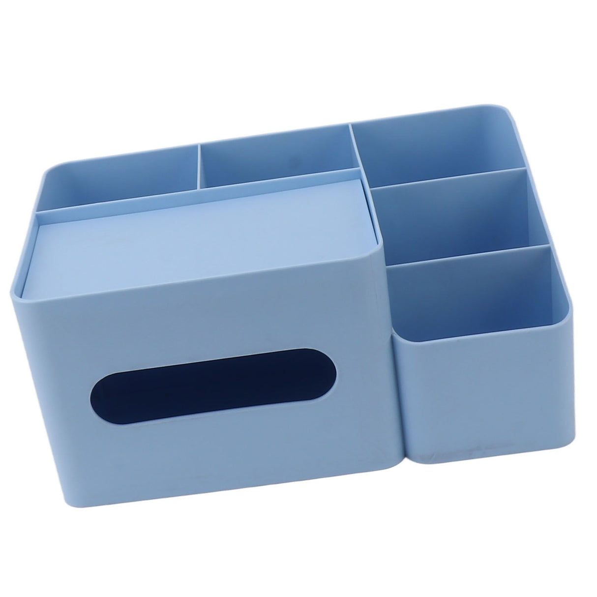 Tissue Box Organizer with Lid Plastic Exquisite Smooth Surface Tissue Desk Organizer for Home Office Blue