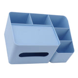 Tissue Box Organizer with Lid Plastic Exquisite Smooth Surface Tissue Desk Organizer for Home Office Blue - Extra Image