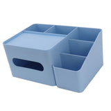 Tissue Box Organizer with Lid Plastic Exquisite Smooth Surface Tissue Desk Organizer for Home Office Blue - Extra Image