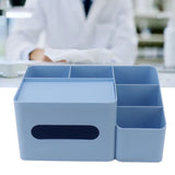 Tissue Box Organizer with Lid Plastic Exquisite Smooth Surface Tissue Desk Organizer for Home Office Blue - Extra Image