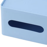 Tissue Box Organizer with Lid Plastic Exquisite Smooth Surface Tissue Desk Organizer for Home Office Blue - Extra Image