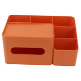 Tissue Box Organizer with Lid Plastic Exquisite Smooth Surface Tissue Desk Organizer for Home Office Orange - Front View