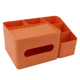 Tissue Box Organizer with Lid Plastic Exquisite Smooth Surface Tissue Desk Organizer for Home Office Orange - Top-Down View