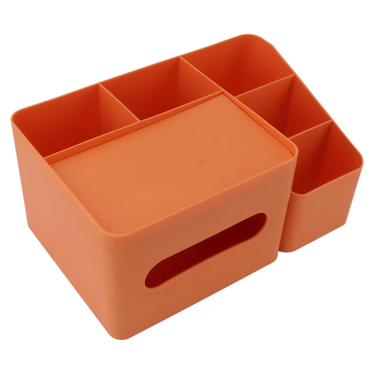 Tissue Box Organizer with Lid Plastic Exquisite Smooth Surface Tissue Desk Organizer for Home Office Orange