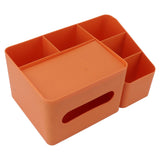 Tissue Box Organizer with Lid Plastic Exquisite Smooth Surface Tissue Desk Organizer for Home Office Orange