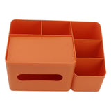 Tissue Box Organizer with Lid Plastic Exquisite Smooth Surface Tissue Desk Organizer for Home Office Orange - Rear View
