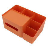 Tissue Box Organizer with Lid Plastic Exquisite Smooth Surface Tissue Desk Organizer for Home Office Orange