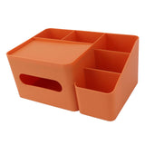 Tissue Box Organizer with Lid Plastic Exquisite Smooth Surface Tissue Desk Organizer for Home Office Orange - Low Angle