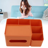 Tissue Box Organizer with Lid Plastic Exquisite Smooth Surface Tissue Desk Organizer for Home Office Orange - Extra Image