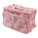 Knitting Bag Pink Oxford Cloth DIY Multifunctional Portable Crochet Holder Bag with Dividers for Knitting Needles Yarn Balls Sewing Supplies - Front View