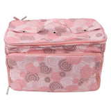 Knitting Bag Pink Oxford Cloth DIY Multifunctional Portable Crochet Holder Bag with Dividers for Knitting Needles Yarn Balls Sewing Supplies