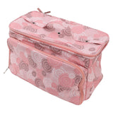 Knitting Bag Pink Oxford Cloth DIY Multifunctional Portable Crochet Holder Bag with Dividers for Knitting Needles Yarn Balls Sewing Supplies - Top-Down View