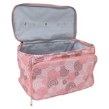 Knitting Bag Pink Oxford Cloth DIY Multifunctional Portable Crochet Holder Bag with Dividers for Knitting Needles Yarn Balls Sewing Supplies - Close-Up Angle