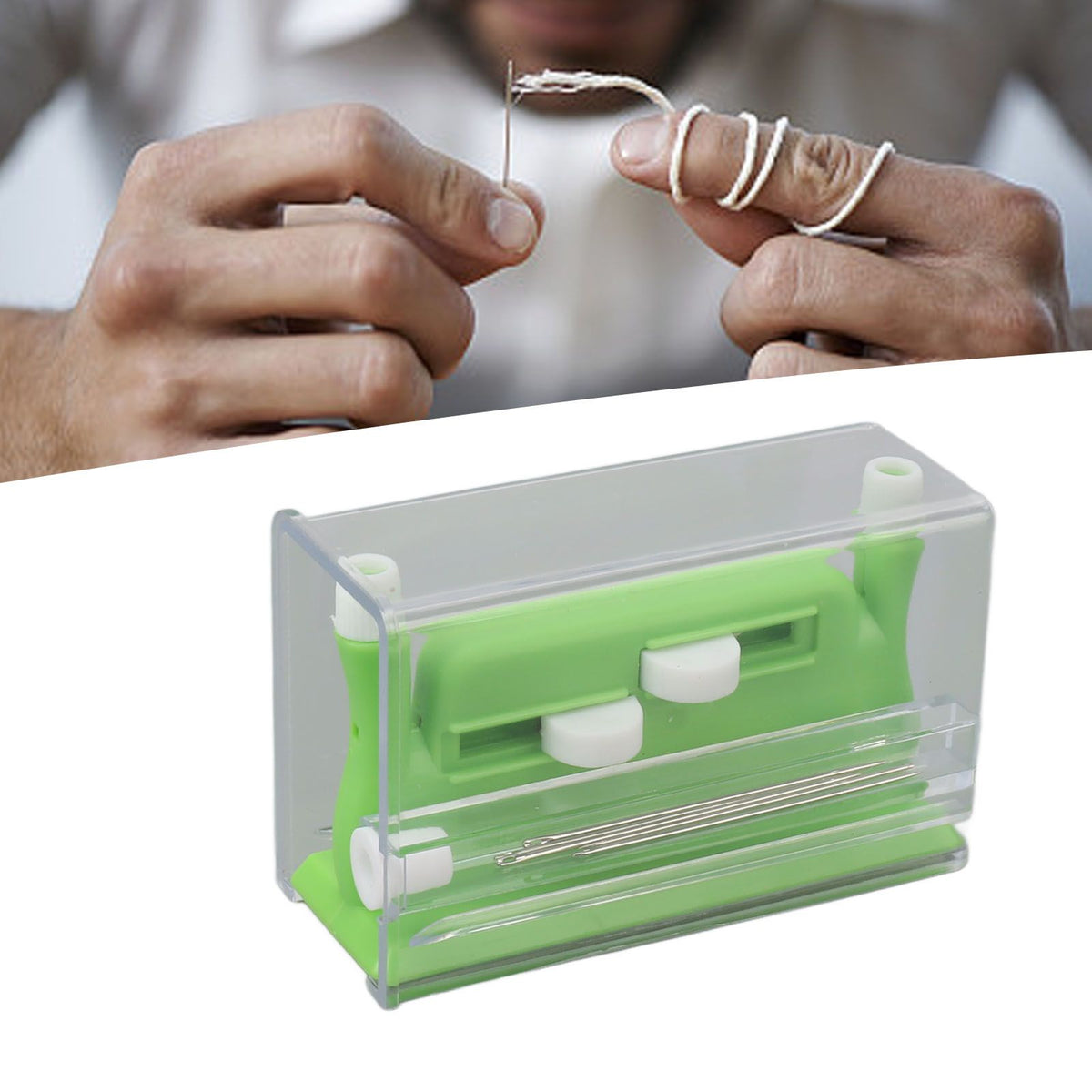 Auto Needle Threader Home Hand Sewing Automatic Thread Device with 5 Needles for The Aged Utilities Cross Stitch Green