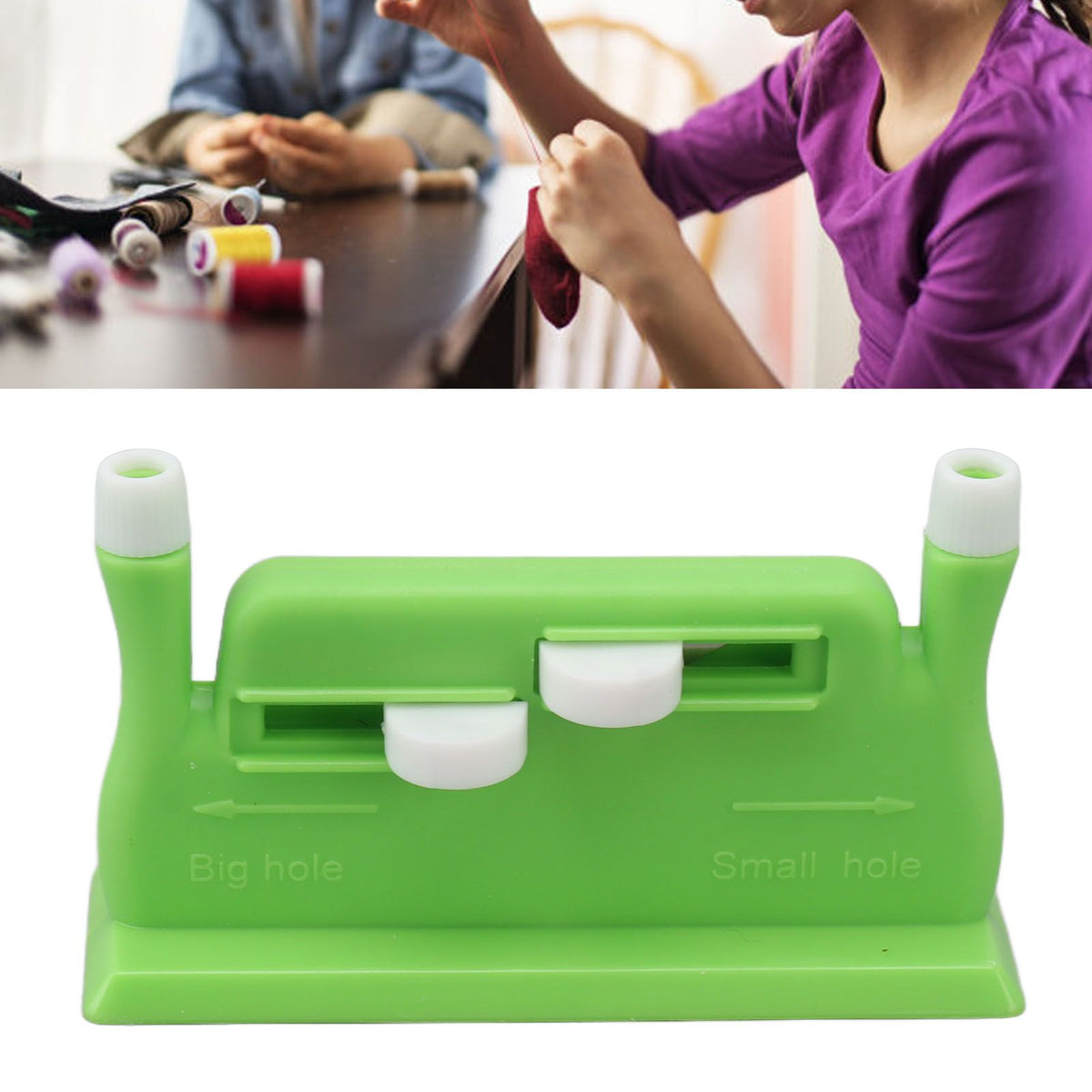 Auto Needle Threader Home Hand Sewing Automatic Thread Device with 5 Needles for The Aged Utilities Cross Stitch Green