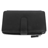Long Wallet for Men PU Leather Frosted Retro Multifunctional Phone Card Holder Purse Business Handbag with Zipper and Strap Black - Rear View
