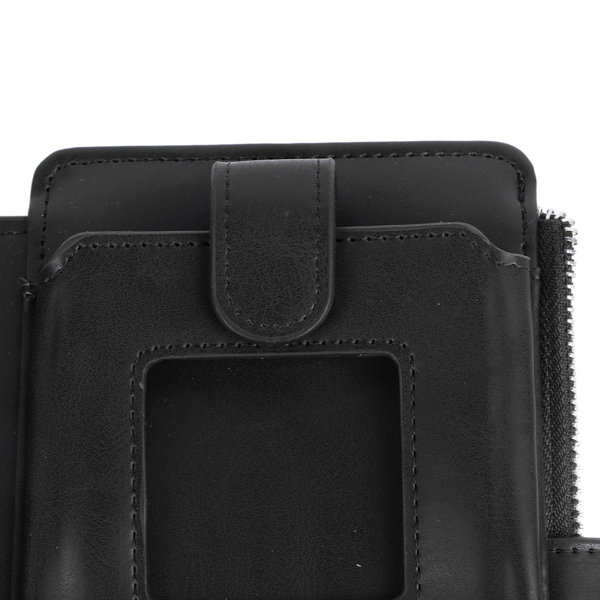 Long Wallet for Men PU Leather Frosted Retro Multifunctional Phone Card Holder Purse Business Handbag with Zipper and Strap Black
