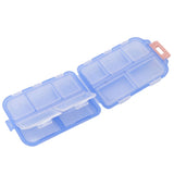 Medicine Box Medicine Case Plastic Waterproof 10 Compartments Buckle Lock Weekly Portable Medicine Container Blue - Front View