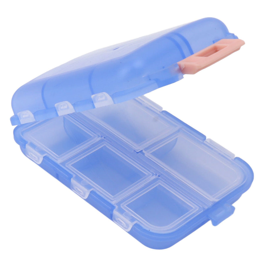 Medicine Box Medicine Case Plastic Waterproof 10 Compartments Buckle Lock Weekly Portable Medicine Container Blue