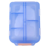 Medicine Box Medicine Case Plastic Waterproof 10 Compartments Buckle Lock Weekly Portable Medicine Container Blue - Rear View