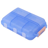 Medicine Box Medicine Case Plastic Waterproof 10 Compartments Buckle Lock Weekly Portable Medicine Container Blue - Low Angle