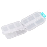 Medicine Box Medicine Case Plastic Waterproof 10 Compartments Buckle Lock Weekly Portable Medicine Container White - Front View