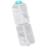 Medicine Box Medicine Case Plastic Waterproof 10 Compartments Buckle Lock Weekly Portable Medicine Container White - Top-Down View