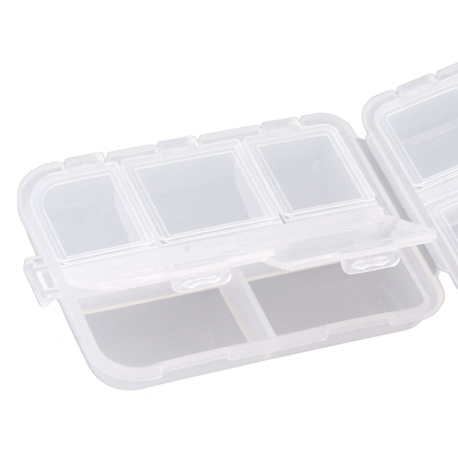 Medicine Box Medicine Case Plastic Waterproof 10 Compartments Buckle Lock Weekly Portable Medicine Container White