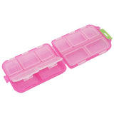 Medicine Box Medicine Case Plastic Waterproof 10 Compartments Buckle Lock Weekly Portable Medicine Container Rose Red - Front View