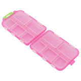 Medicine Box Medicine Case Plastic Waterproof 10 Compartments Buckle Lock Weekly Portable Medicine Container Rose Red - Side View