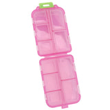 Medicine Box Medicine Case Plastic Waterproof 10 Compartments Buckle Lock Weekly Portable Medicine Container Rose Red - Top-Down View