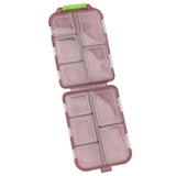 Medicine Box Medicine Case Plastic Waterproof 10 Compartments Buckle Lock Weekly Portable Medicine Container Purple - Top-Down View